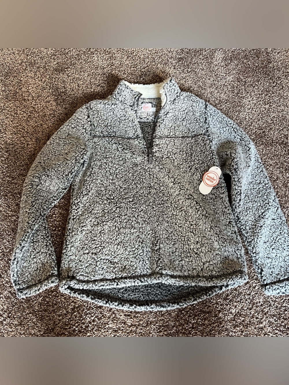wonder nation Grey Sherpa Half-Zip Pullover